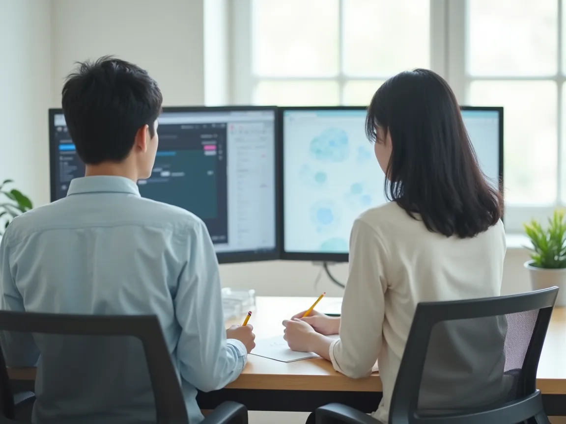 客先で課題を聞きながら、その場で実装している様子